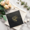 25x25cm black paper napkin with logo