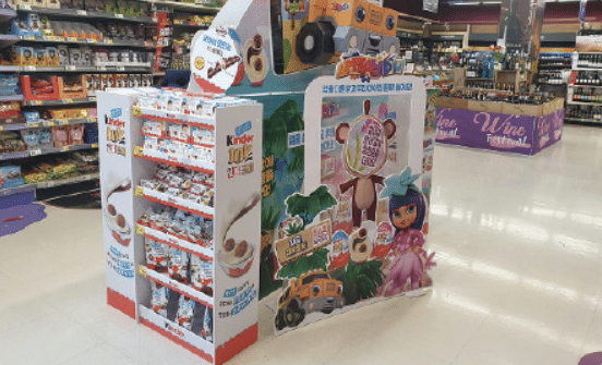 cardboard floor stand in retail store