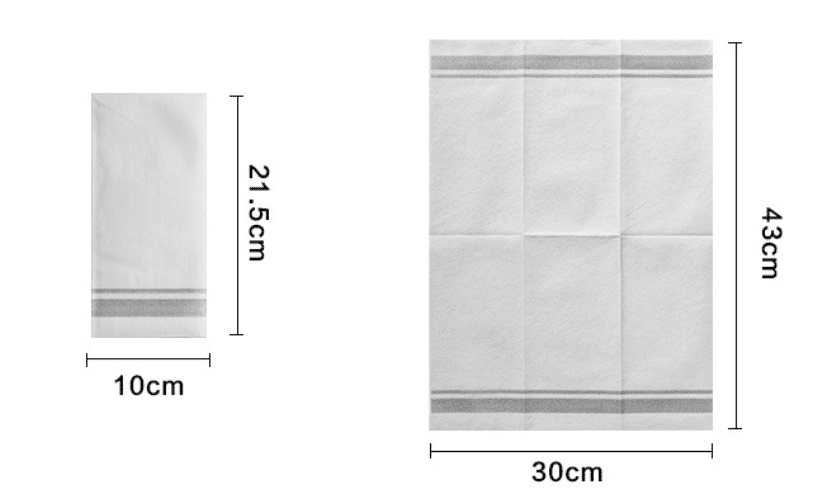 Standard air laid napkins Size